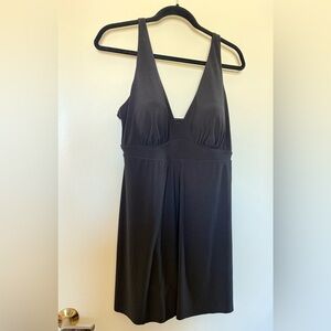 NWT Black Aqua Green Adjustable Strap Swim Dress in Size 16W